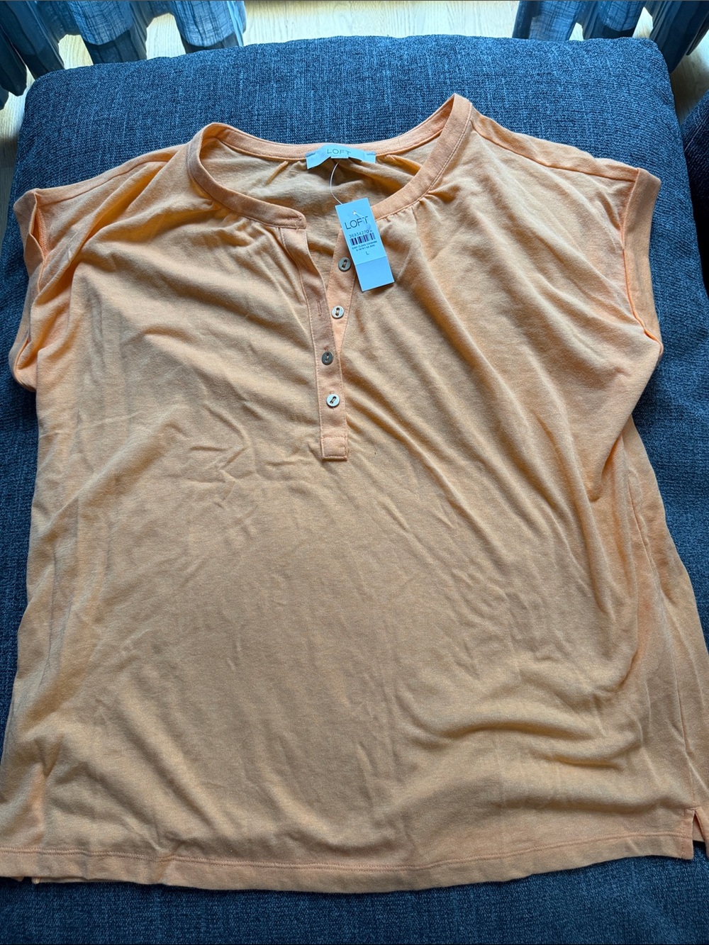 LOFT Light Peach Short Sleeve Henley Tee